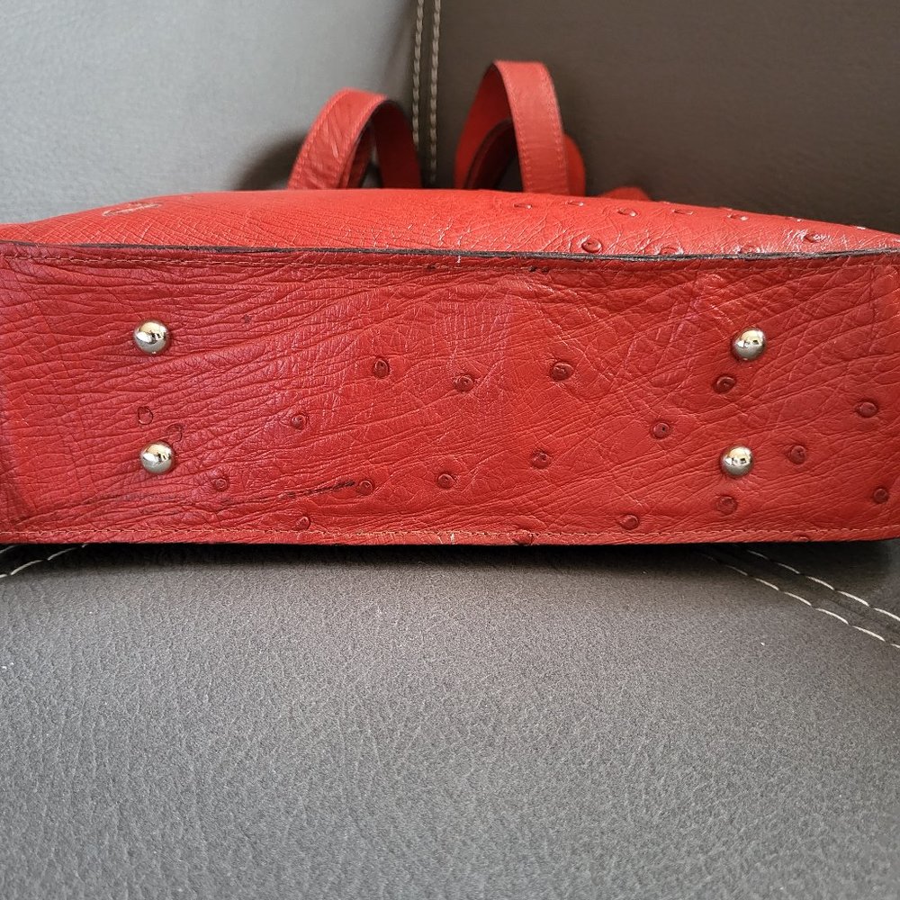 GENUINE OSTRICH LEATHER RED BAG - Picture 4 of 8
